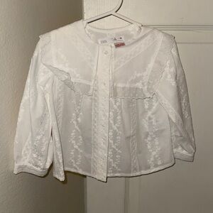 Zara Kids Ivory Embroidered Blouse